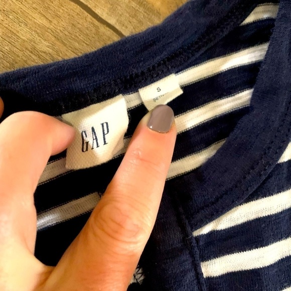 Women's Navy and White Ankle Length GAP Sleeveless Nautical Dress - Picture 9 of 9